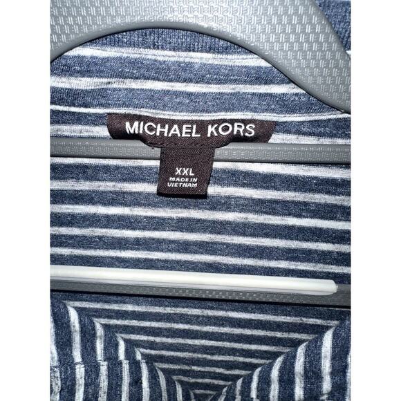 MICHAEL KORS Men's Polo Shirt Size XXL Blue Striped Short Sleeve - Picture 2 of 8